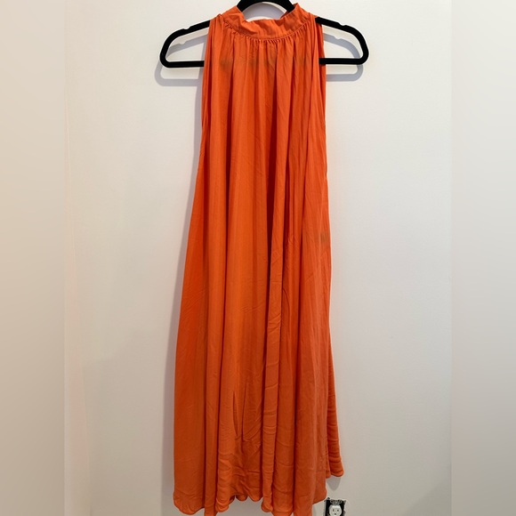 TOME Collective Orange Pleated Dress Size Small - Picture 2 of 7